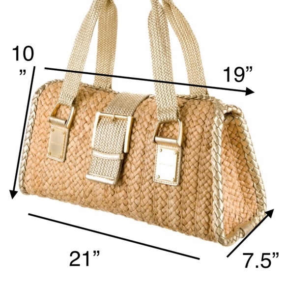 ✨Stunning Michael Kors Collection Leather and Straw Woven Shoulder Bag - Picture 11 of 11